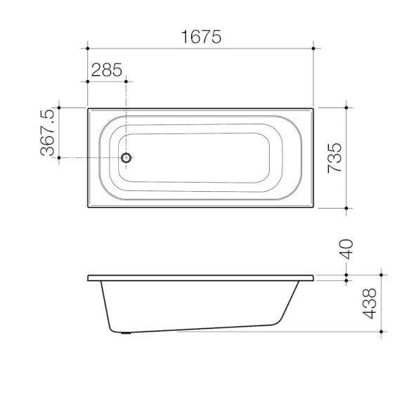 Caroma Luna Four Tile Flange Acrylic Bath 1675mm White LU7W