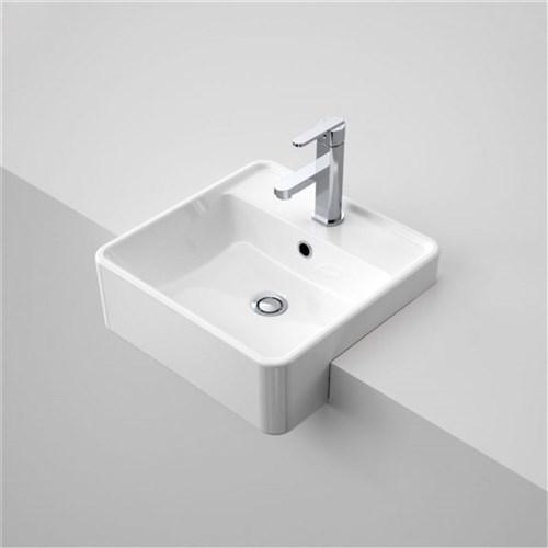 Caroma Carboni II Semi Recessed Basin One Taphole With Overflow White 865915W