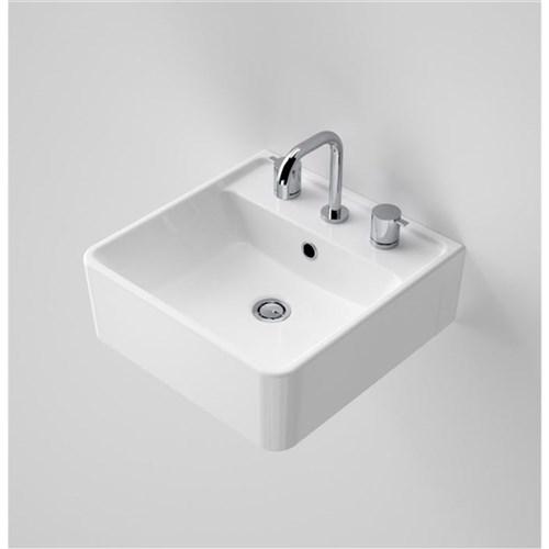 Caroma Carboni II Wall Basin Three Taphole With Overflow White 865735W