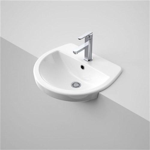 Caroma Cosmo Semi Recessed Basin One Taphole With Overflow White 864015W