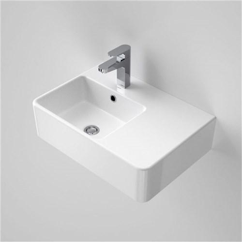 Caroma Cube Extension Wall Basin Right Hand Shelf One Taphole With Overflow White 864115W