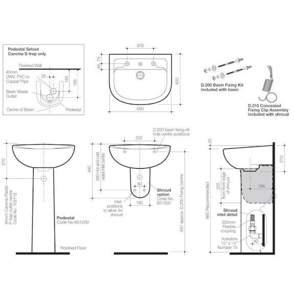 Caroma Flora Shroud With D210 Bracket White 651300W