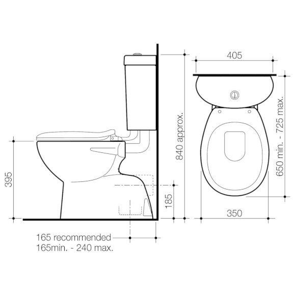 Caroma Trident Profile 4 Connector S Trap Toilet Suite With Soft Close Seat 912413SC