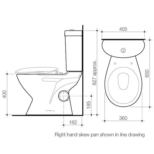 Caroma Profile 4 Right Hand Skew Toilet Suite White 977775SC