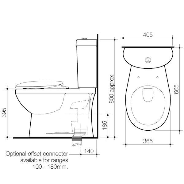 Caroma Profile II Close Coupled S Trap Toilet Suite With Standard Seat White 912350W