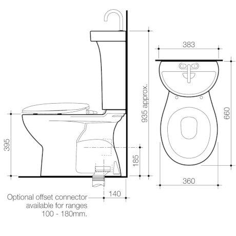 Caroma Profile 5 Toilet Suite P Trap With Integrated Hand Basin 977795W