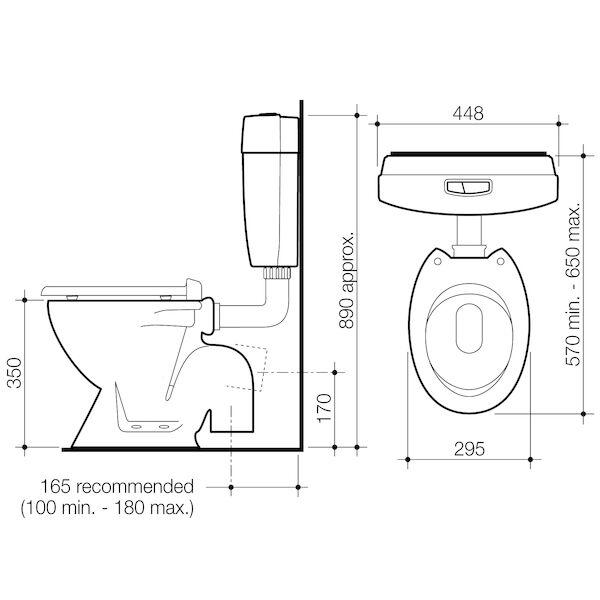 Caroma Junior 100 Connector Bottom Inlet S Trap Toilet Suite With Single Flap Seat White 984241W