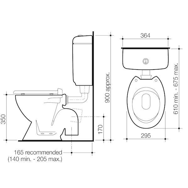 Caroma Junior 200 Connector Bottom Inlet S Trap Toilet Suite With Single Flap Seat White 984251W