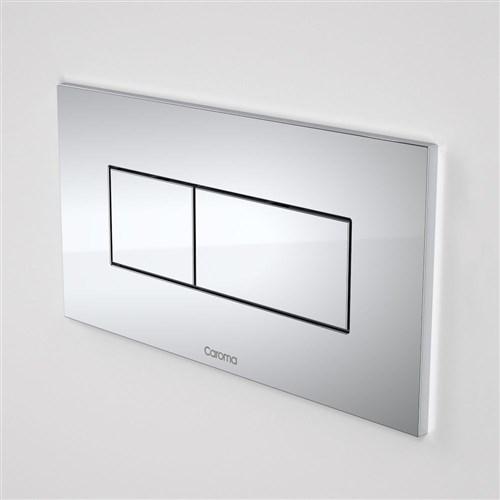 Caroma Invisi II Metal Rectangle Dual Flush Plate And Buttons Satin Chrome 237020S