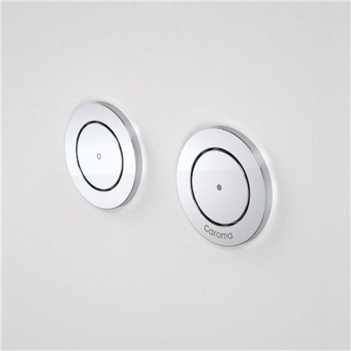 thumbnail image of Caroma Invisi II Plastic Round Dual Flush Remote Buttons Chrome 237013C