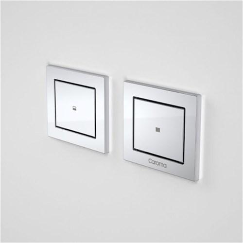 thumbnail image of Caroma Invisi II Plastic Rectangle Dual Flush Remote Buttons Chrome 237023C