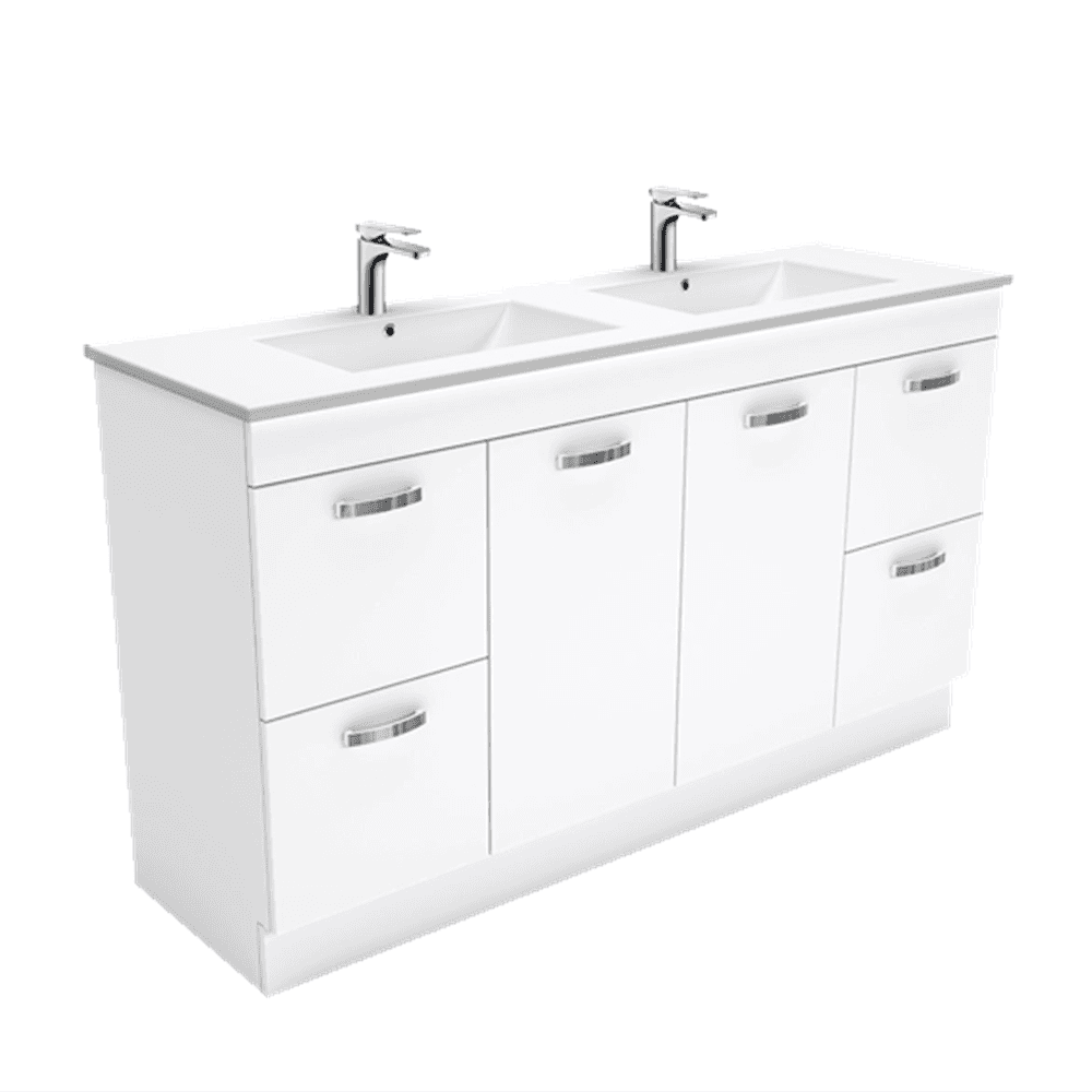 Fienza Dolce Unicab 1500 Double Bowl Vanity On Kickboard TCL150NKWD