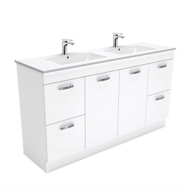 thumbnail image of Fienza Dolce Unicab 1500 Double Bowl Vanity On Kickboard TCL150NKWD