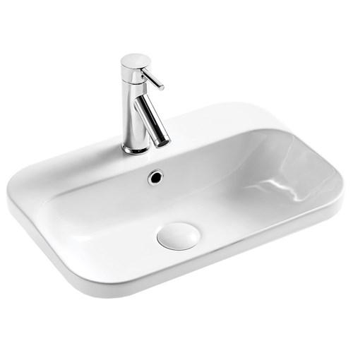 thumbnail image of Seima Limni 530 Inset / Above Counter Basin 530mm 1 Taphole With Overflow (No P&W) White 191083