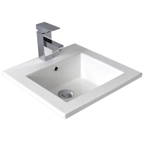 thumbnail image of Seima Chios 208 Inset Basin 420mm 1 Taphole With Overflow (No P&W) White 191476