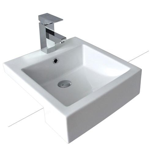 thumbnail image of Seima Kyra 210 Semi Recessed Basin 1 Taphole With Overflow (No P&W) White 191480