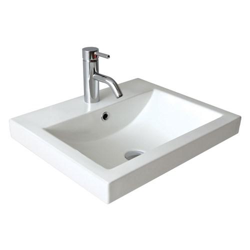 thumbnail image of Seima Kyra 016 Rectangle Inset Basin 545mm 1 Taphole With Overflow (No P&W) White 191444