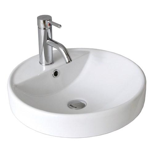 thumbnail image of Seima Syros 002 Round Inset Basin 470mm 1 Taphole With Overflow (No P&W) White 191429