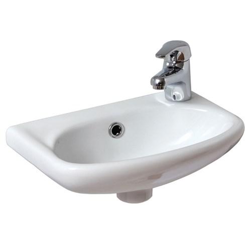 thumbnail image of Seima Chios 512 Compact Wall Basin 385mm 1 Taphole With Overflow (No P&W) White 191488