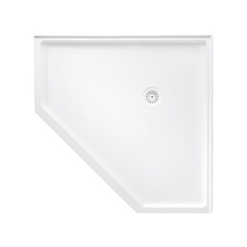 thumbnail image of Bathroom Products Marbletrend Flinders Polymarble Neo Corner Shower Base Centre Outlet 1000mm x 1000mm Acrylic White SB79CW