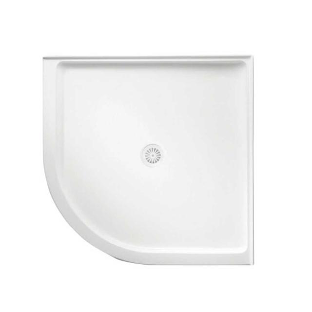 thumbnail image of Bathroom Products Marbletrend Flinders Polymarble Shower Base Curved Corner 1000x1000 Centre Outlet White SB98CW