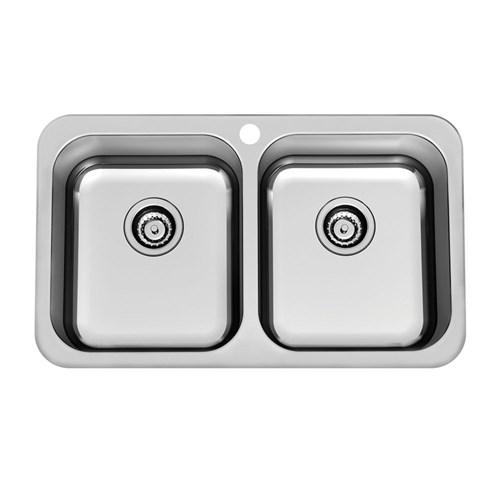 thumbnail image of Clark Polar Sink Double Bowl Overmount One Tap Hole Stainless Steel PPL20B.1