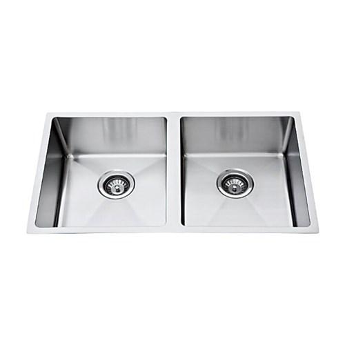 Harmony Double Bowl Sink 760 No Taphole Satin Stainless Steel