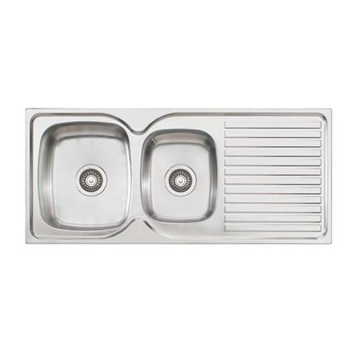 Harmony Double Bowl 1.75 Inset Sink Right Hand Drain 1080 No Taphole Stainless Steel