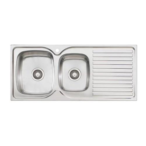 thumbnail image of Harmony Double Bowl 1.75 Inset Sink Left Hand Drain 1080 One Taphole Stainless Steel