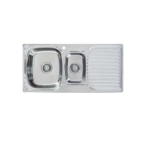 Seima Acero Double End Bowl Overmount Left Hand Drain Sink 980 1.5 One Taphole Stainless Steel 191633