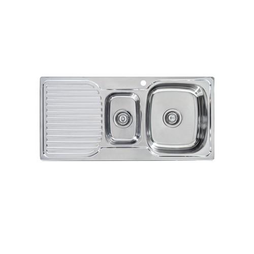 Seima Acero Double End Bowl Overmount Left Hand Drain Sink 980 1.5 One Taphole Stainless Steel 191631