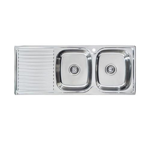 Seima Acero Double End Bowl Overmount Sink Left Hand Drain 1200 One Taphole Stainless Steel 191621