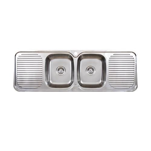 Seima Acero 002 Double Centre Bowl Overmount Lafte And right Hand Drain Sink 1500 One Taphole Stainless Steel 191575