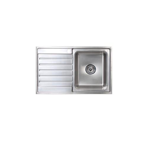 Seima Kubic 100 Single End Bowl Overmount Right Hand Drain Sink 800 One Taphole Stainless Steel 191637