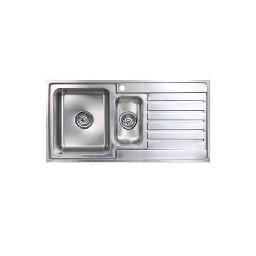 Seima Kubic 150 Double End Bowl Overmount Left Hand Drain Sink 1000 1.5 One Taphole Stainless Steel 191643