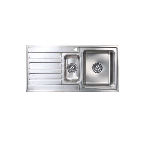 Seima Kubic 150 Double End Bowl Overmount Left Hand Drain Sink 1000 1.5 One Taphole Stainless Steel 191642