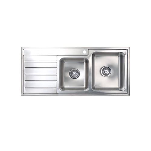 Seima Kubic 175 Double End Bowl Overmount Right Hand Drain Sink 1120 1.75 One Taphole Stainless Steel 191645