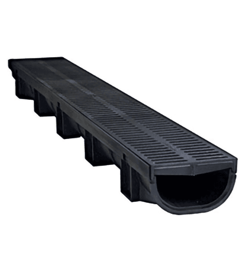 EasyDRAIN Compact Channel & Polymer Heelguard Grate Black 1 Meters 83500