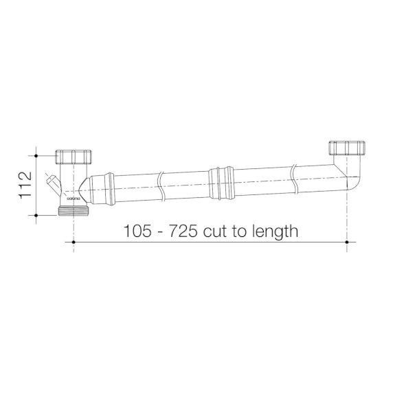 Caroma Double Bowl Connector With Nib 50mm x 725mm Long 104110