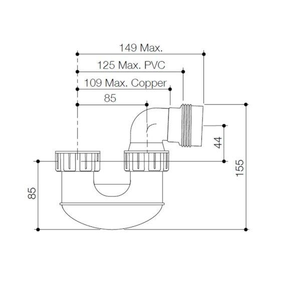 Poly Short Inlet P-Trap 40mm