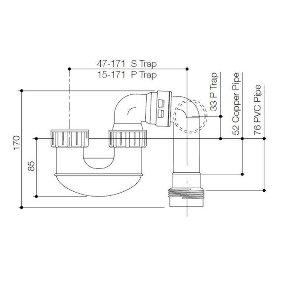 Caroma Short Inlet Combination S&P-Trap 40mm 102116