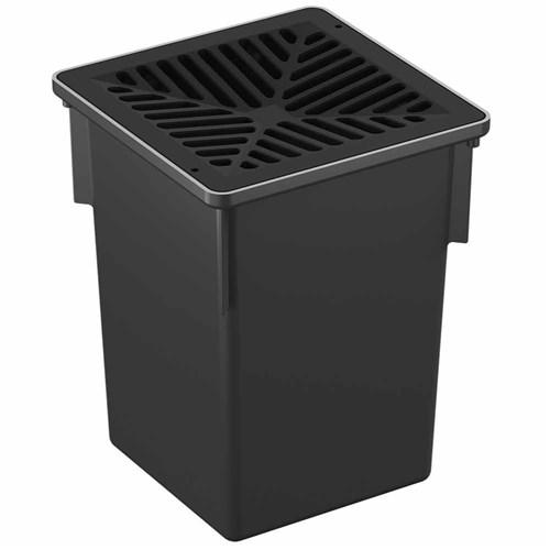 PVC Rain Pit & Black PVC Grate 250mm Square