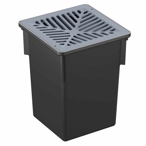 PVC Rain Pit & Grey PVC Grate 250mm Square