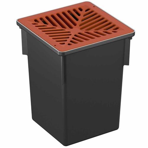 PVC Rain Pit & Terracotta PVC Grate 250mm Square