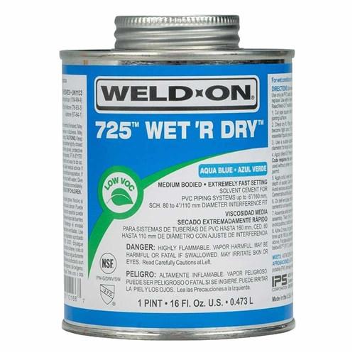 IPS 725 Weld On Wet & Dry Fast Setting Solvent Cement Aqua Blue 237ml 725-237