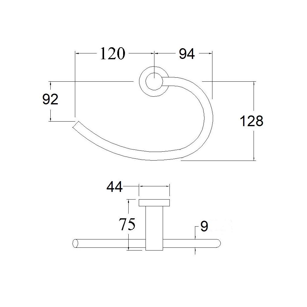 Alder Alto Towel Ring Chrome 81906