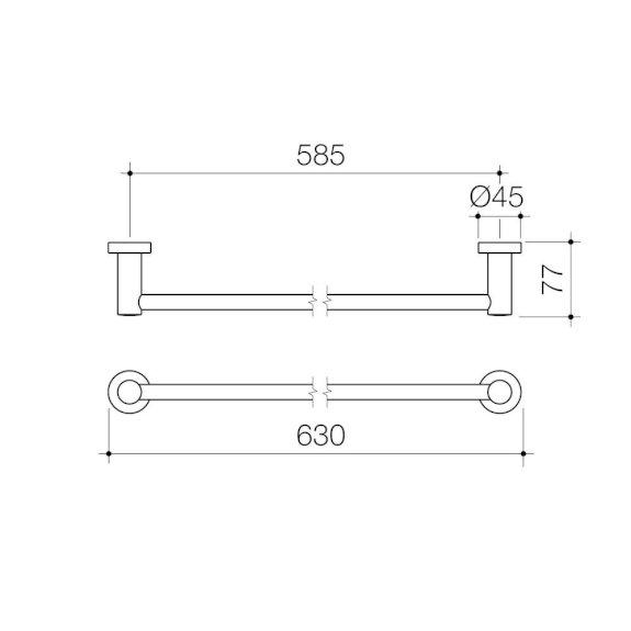 Caroma Cosmo Metal Single Towel Rail 630mm Chrome 306128C