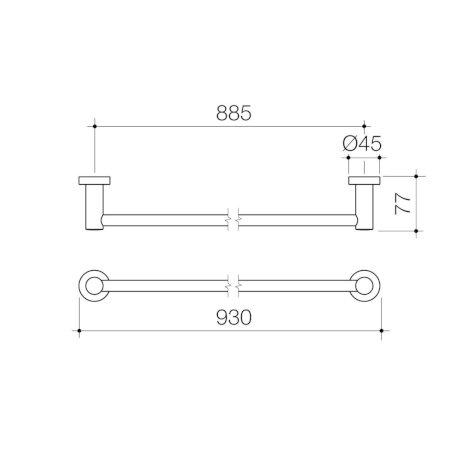 Caroma Cosmo Metal Single Towel Rail 930mm Chrome 306132C