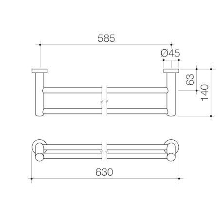 Caroma Cosmo Metal Double Towel Rail 630mm Chrome 306129C