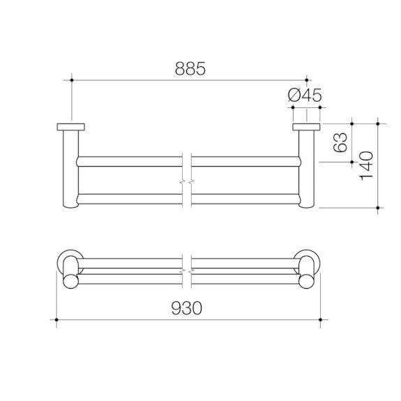 Caroma Cosmo Metal Double Towel Rail 930mm Chrome 306133C